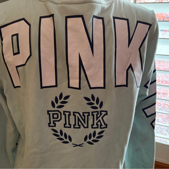 PINK Victoria's Secret Blue Crew Neck Long Sleeve Sweatshirt - Picture 6 of 6